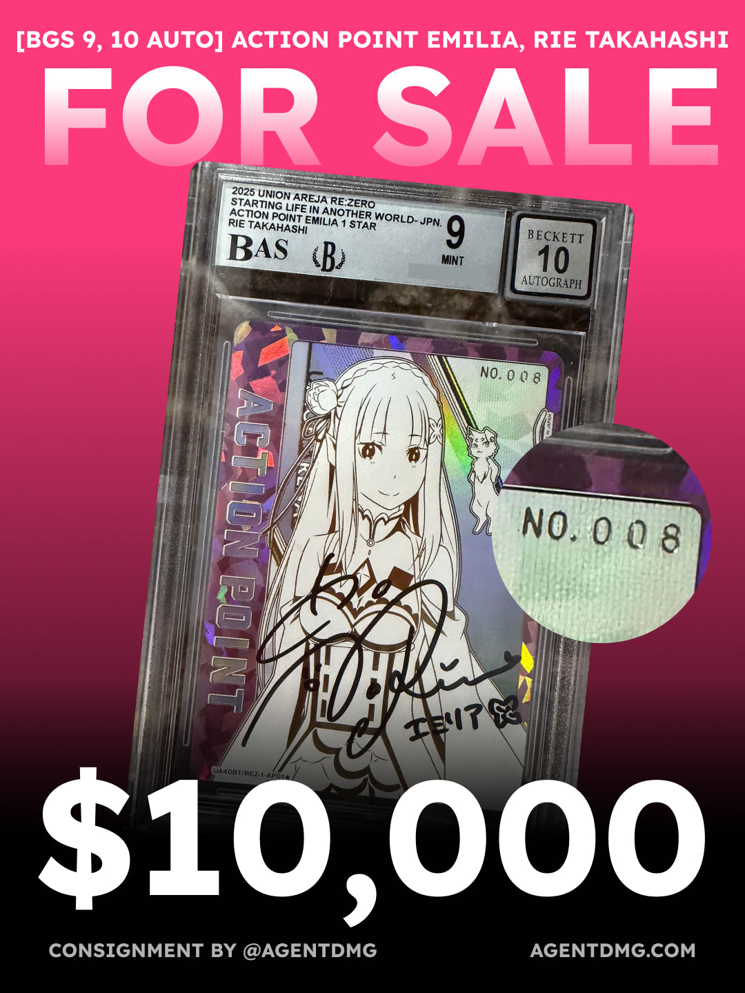 [BGS 9, 10 Auto] Action Point Emilia, Rie Takahashi