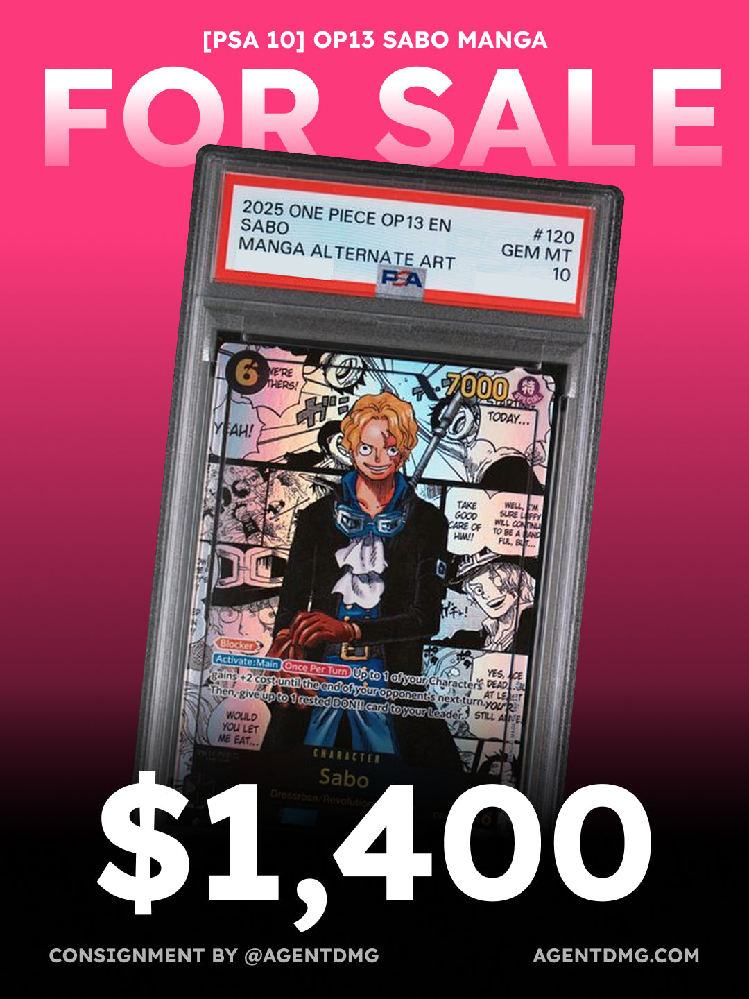 [PSA 10] OP13 Sabo Manga - $1,400