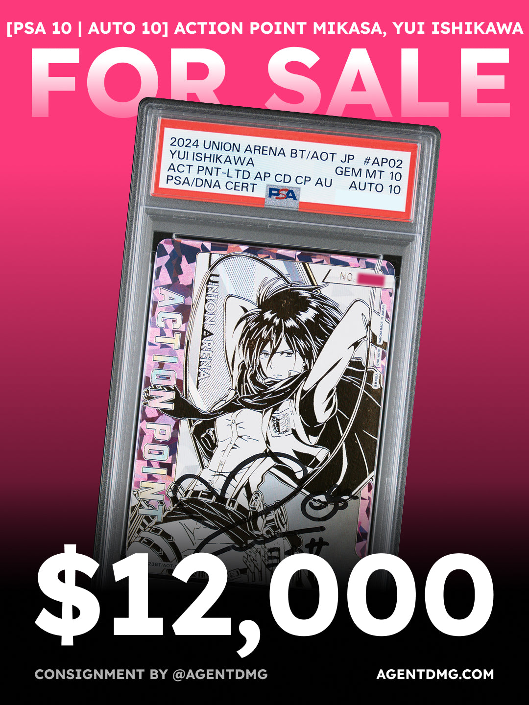 [PSA 10 | Auto 10] Action Point Mikasa, Yui Ishikawa - $12,000