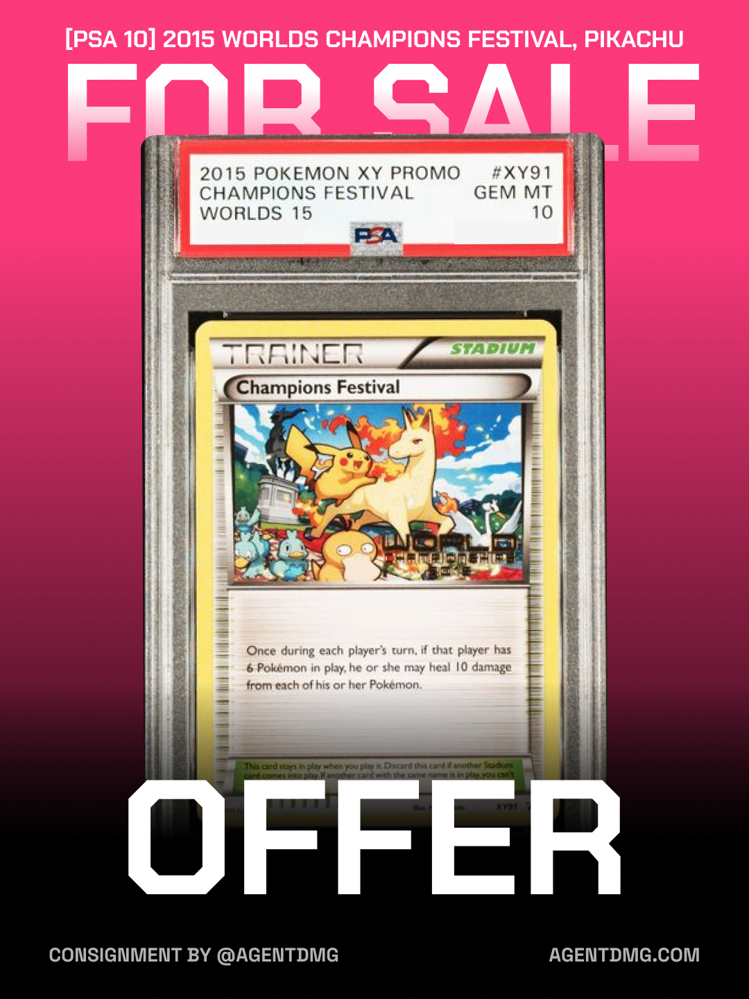 PSA 10 2015 Worlds Champions Festival Pikachu